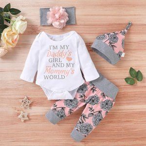 NWT baby girl Mommy Daddy set outfit onesie pink